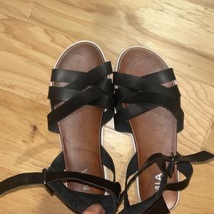 MIA Black Platform Sandals- Size 10